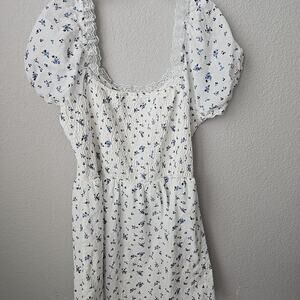 Daisy Street Smocked Short Dress Size 3XL Floral Puff Sleeve Milkmaid Cottage